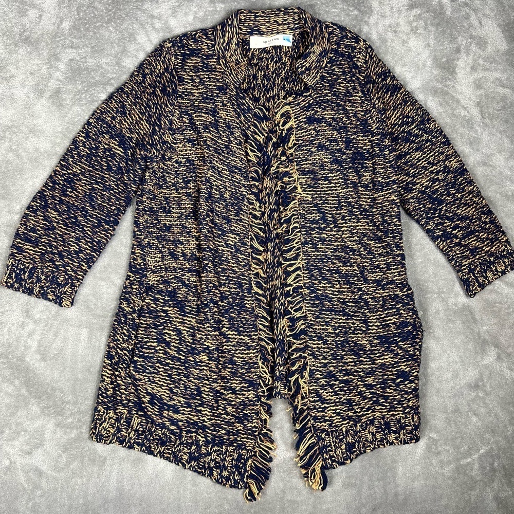 Anthropologie Cardigan Womens Small Sparrow Linen Wool Knit Classic Sleek City - Picture 5 of 8